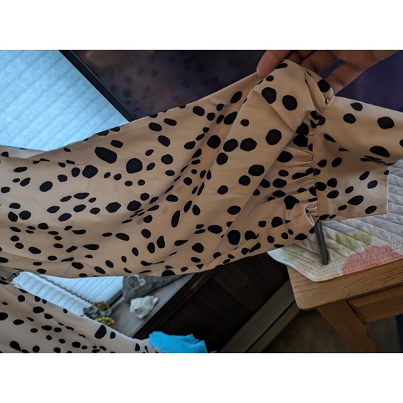 NWT FHQ Tan Print Balloon Sleeves High neck Blouse Sz 16 Xxl - Picture 4 of 6